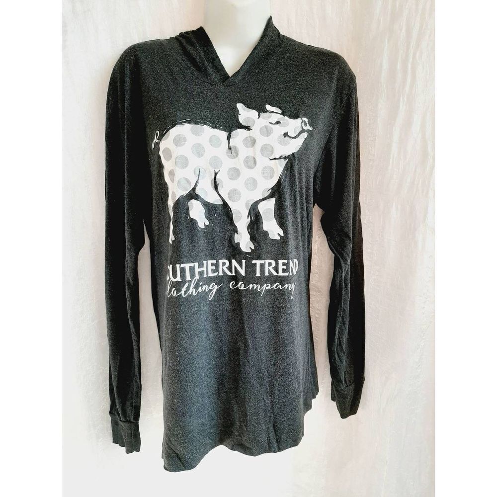 Southern trends black hoodie sz small polka dot pig top